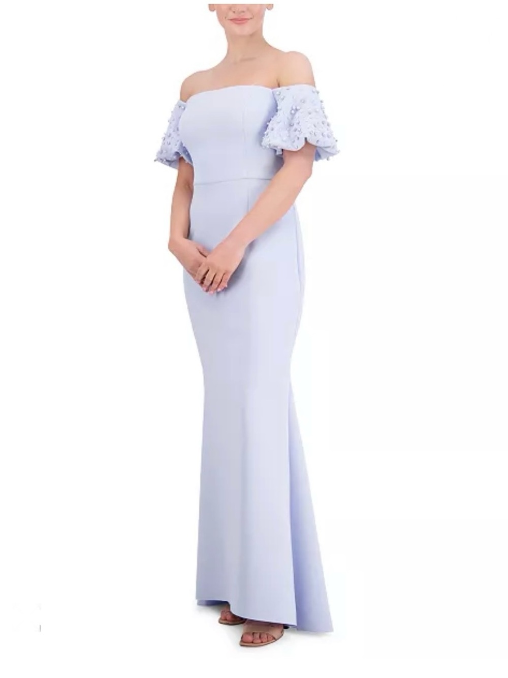 Off-Shoulder Light blue Evening Gown